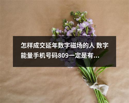 怎样成交延年数字磁场的人 数字能量手机号码809一定是有小人吗