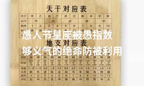愚人节星座被愚指数  够义气的绝命防被利用