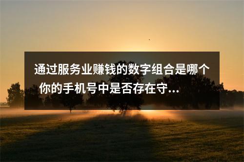 通过服务业赚钱的数字组合是哪个  你的手机号中是否存在守财的磁场呢？